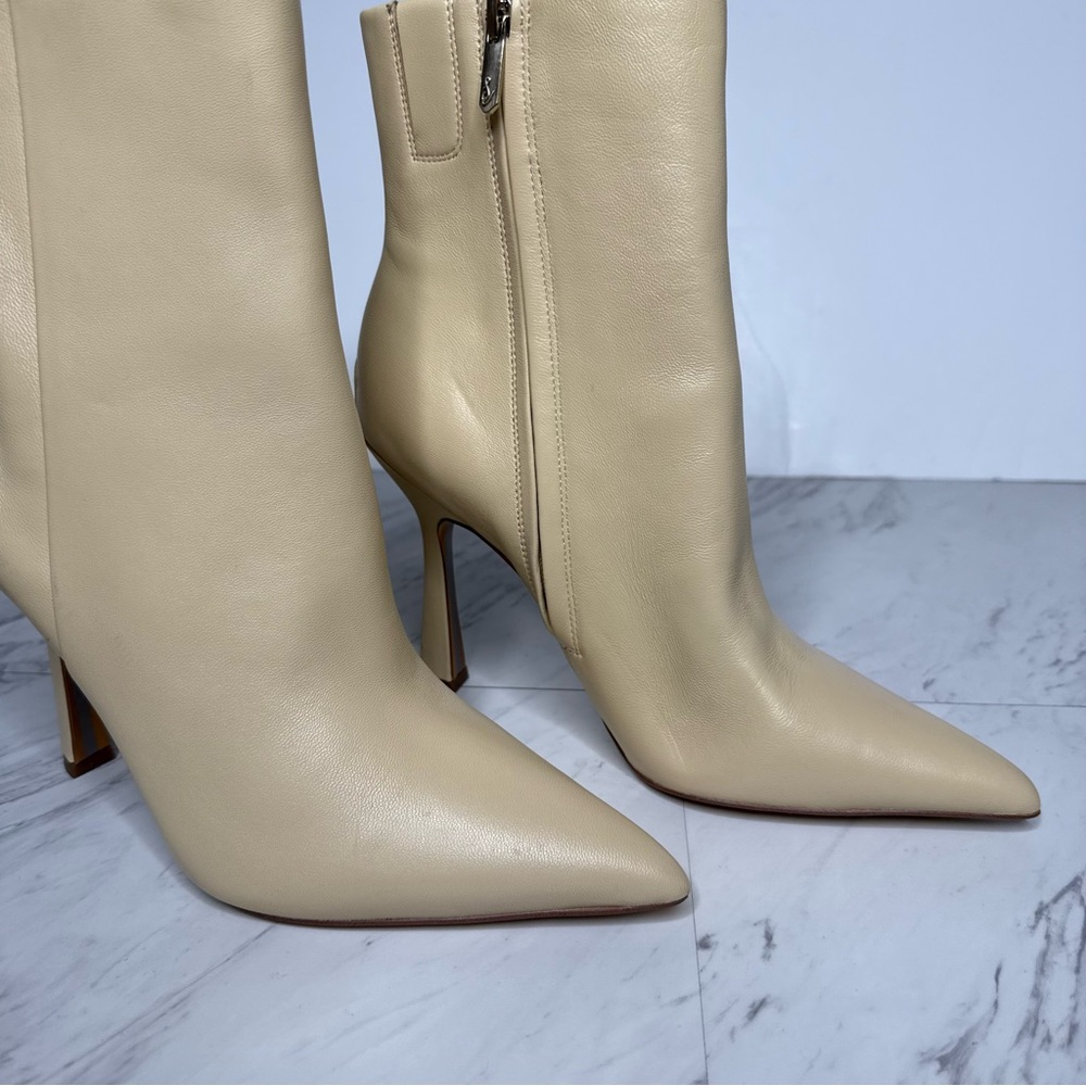 Sam Edelman Ella Pointy Toe Eggshell Leather Bootie 8 1/2 M - Picture 10 of 16